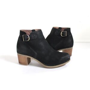 Dansko Henley Black Nubuck Leather Ankle Boots EU 38